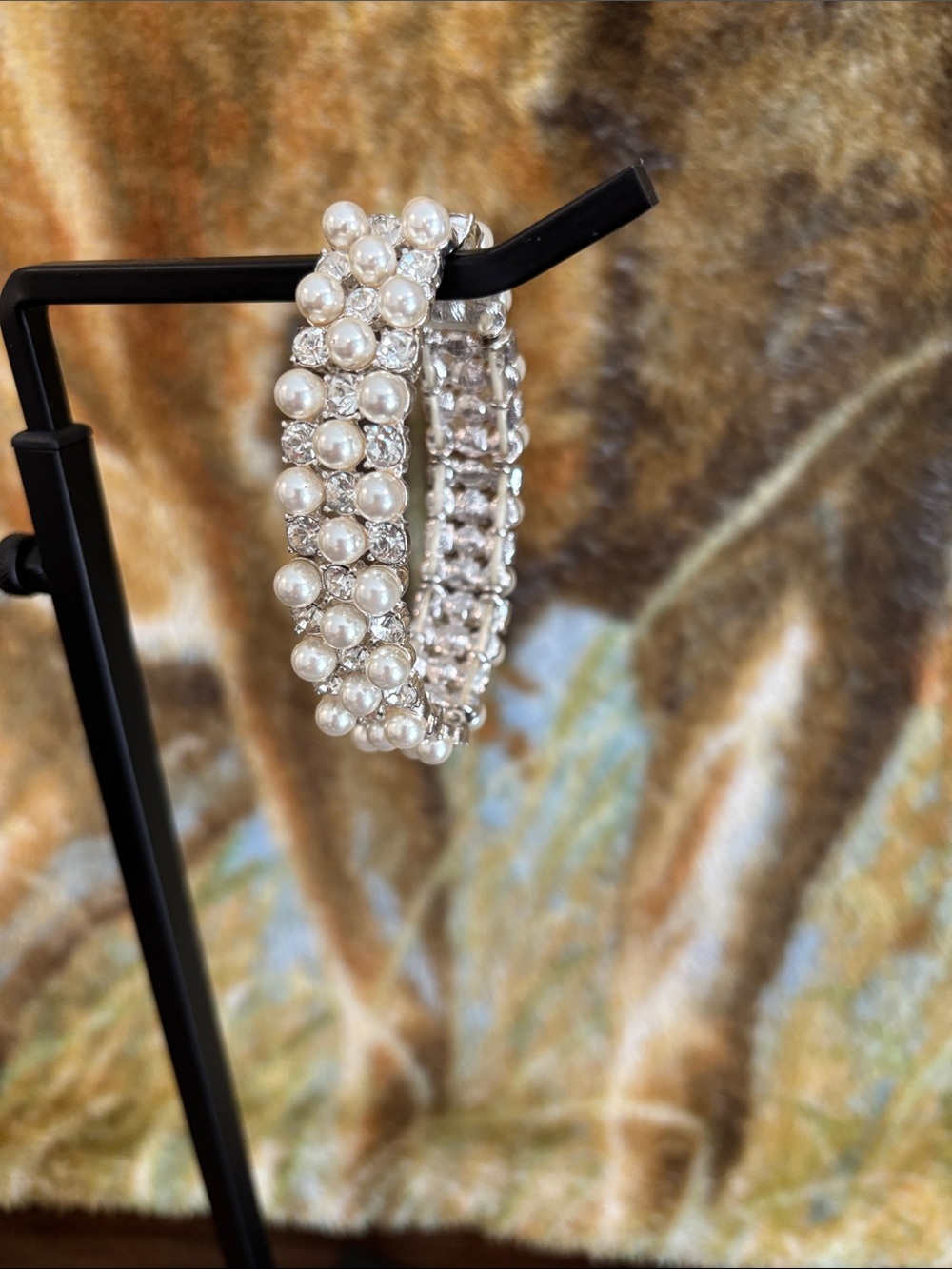 Bracelet Set Pearl and Silver Beaded- White Pearls Bundle - Picture 7 of 9